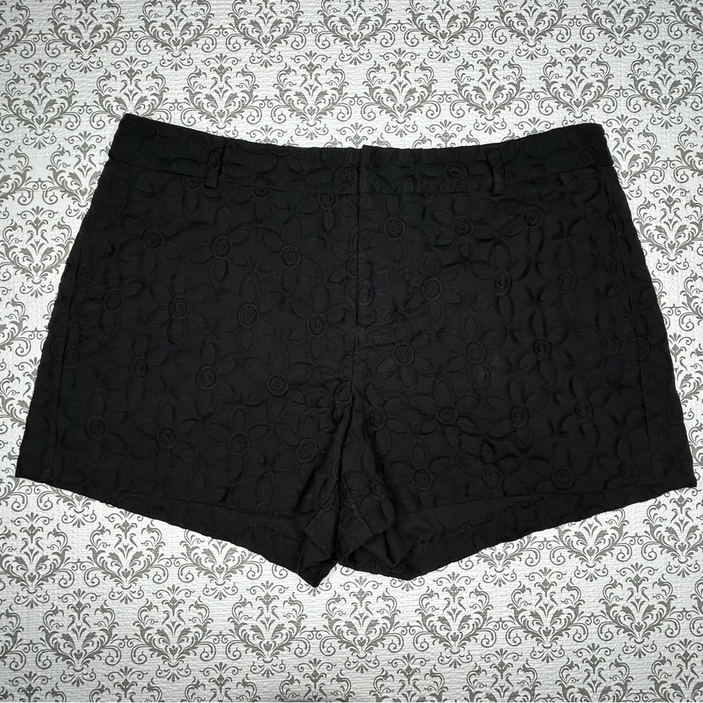 ELLE Women's Black Lace Embroidered Shorts, 4